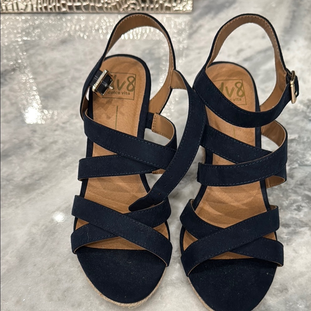 Dolce Vita Blue Strappy Wedge Sandals